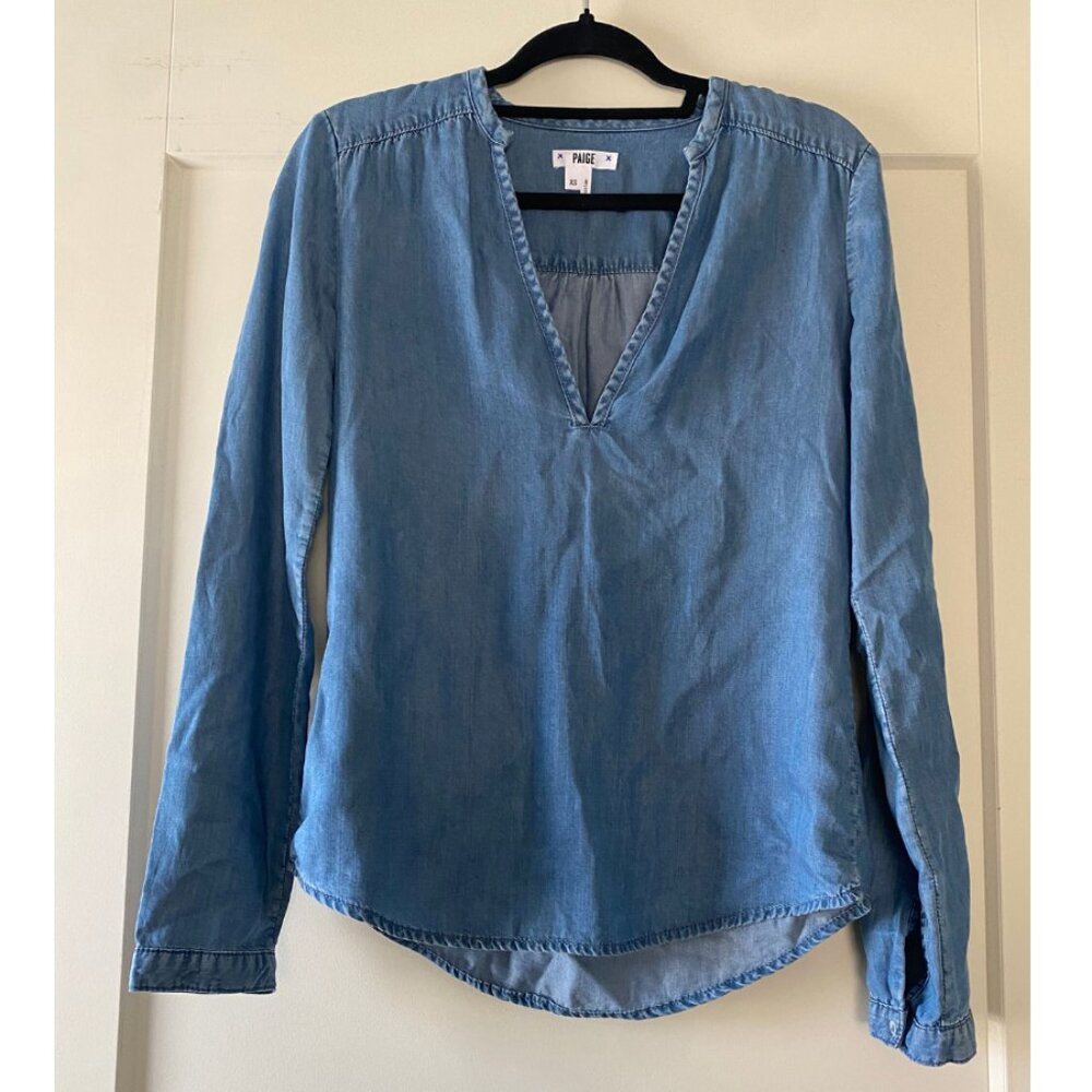 PAIGE | Chambray 100% Tencel V-Neck Blouse